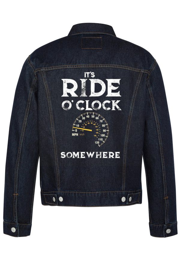 It's Ride O'Clock Some Where Biker Denim Jacket