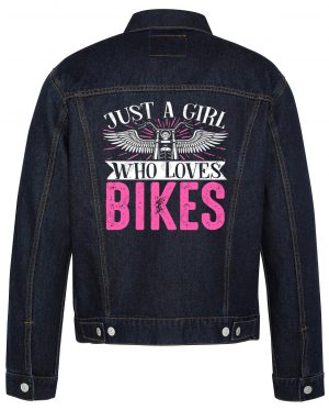 Just A Girl Who Loves Bikes Biker Denim Jacket