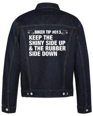 Keep The Shiny Side Up Biker Denim Jacket