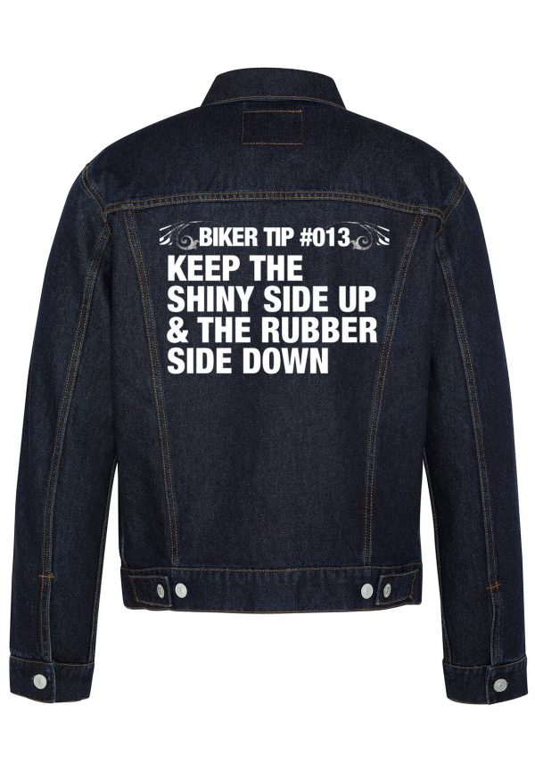 Keep The Shiny Side Up Biker Denim Jacket