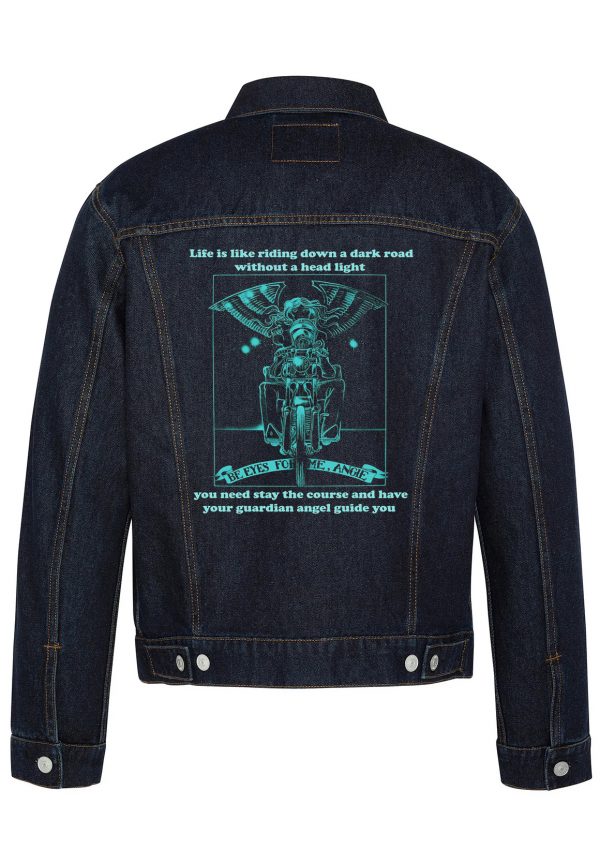 Life Is Like Riding Down A Dark Raod Biker Denim Jacket