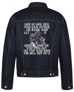 Life Is Like Sex Biker Denim Jacket