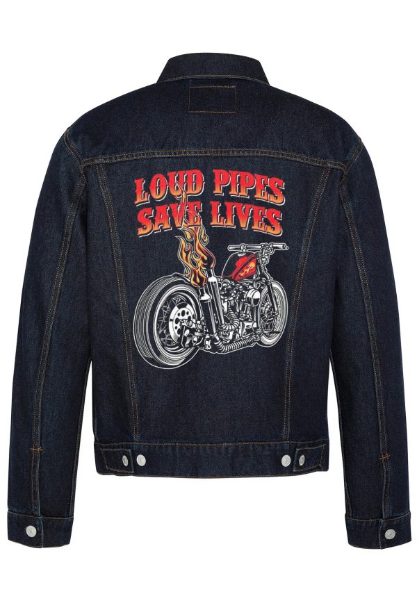 Loud Pipes Save Lives Biker Denim Jacket