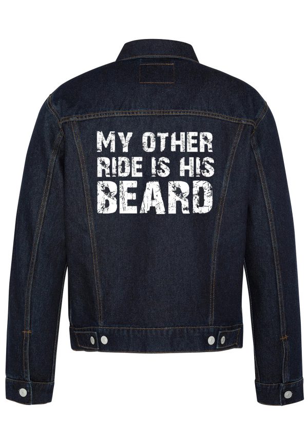 My Other Ride Is His Beard Biker Denim Jacket