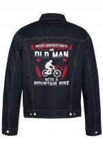 Never Underestimate An Old Man Biker Denim Jacket