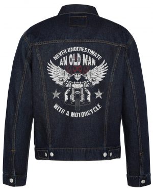 Never Underestimate An Oldman Biker Denim Jacket