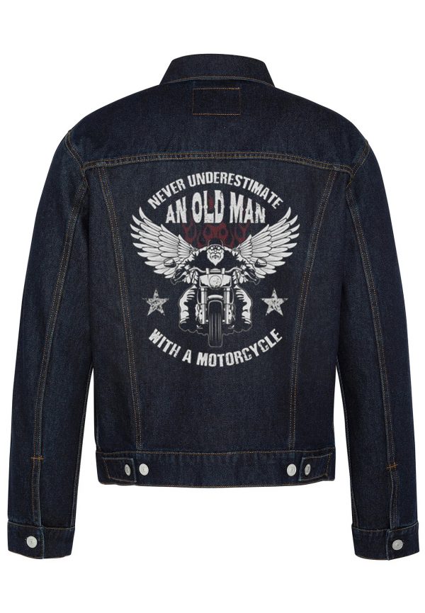 Never Underestimate An Oldman Biker Denim Jacket