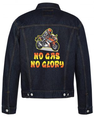 No Gas No Glory Biker Denim Jacket