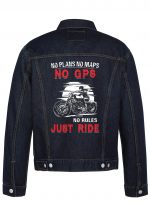 No Plans No Maps No GPS Biker Denim Jacket