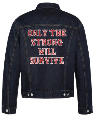 Only The Strong Will Survive Biker Denim Jacket