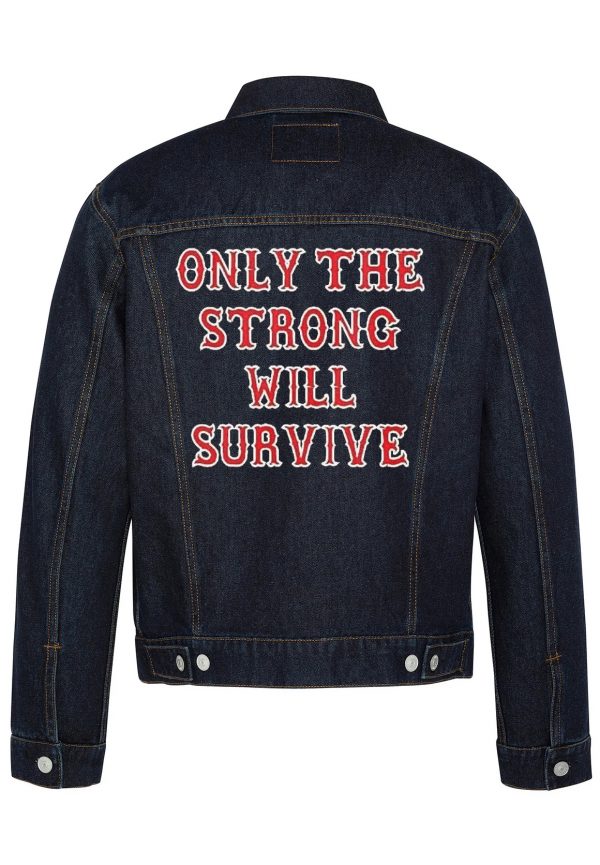 Only The Strong Will Survive Biker Denim Jacket