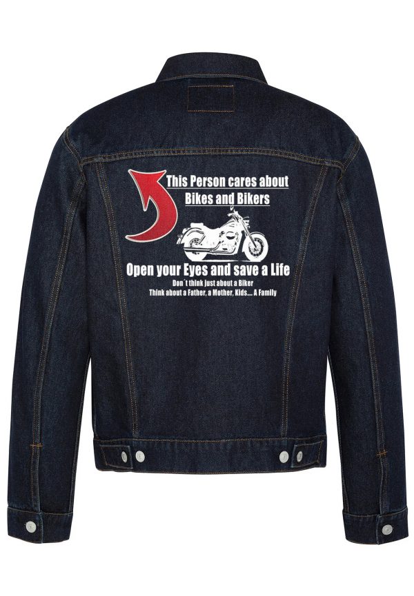 Open Your Eyes And Save A Life Biker Denim Jacket