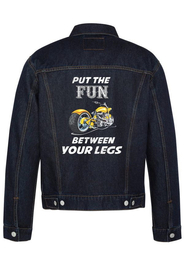 Put The Fun Between Your Legs Biker Denim Jacket