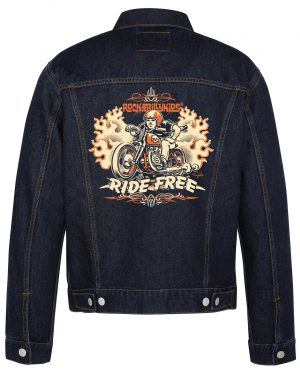 Ride Free Biker Denim Jacket