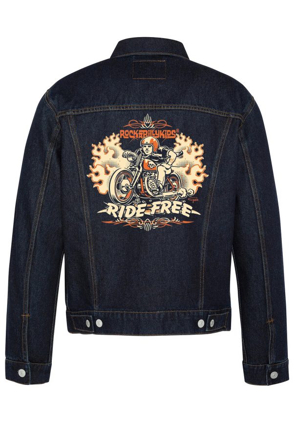 Ride Free Biker Denim Jacket