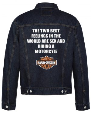 Riding A Motorcycle Biker Denim Jacket