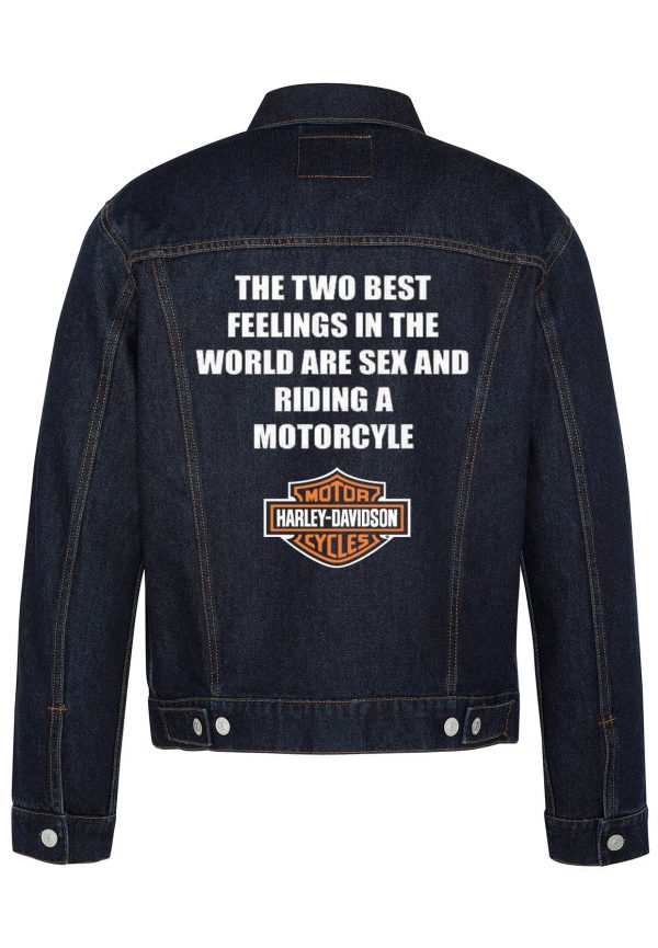 Riding A Motorcycle Biker Denim Jacket