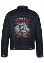 Save A Biker Open Your Eyes Biker Denim Jacket