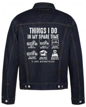 Things I Do In My Spare Time Biker Denim Jacket