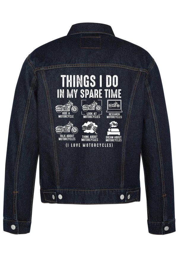 Things I Do In My Spare Time Biker Denim Jacket