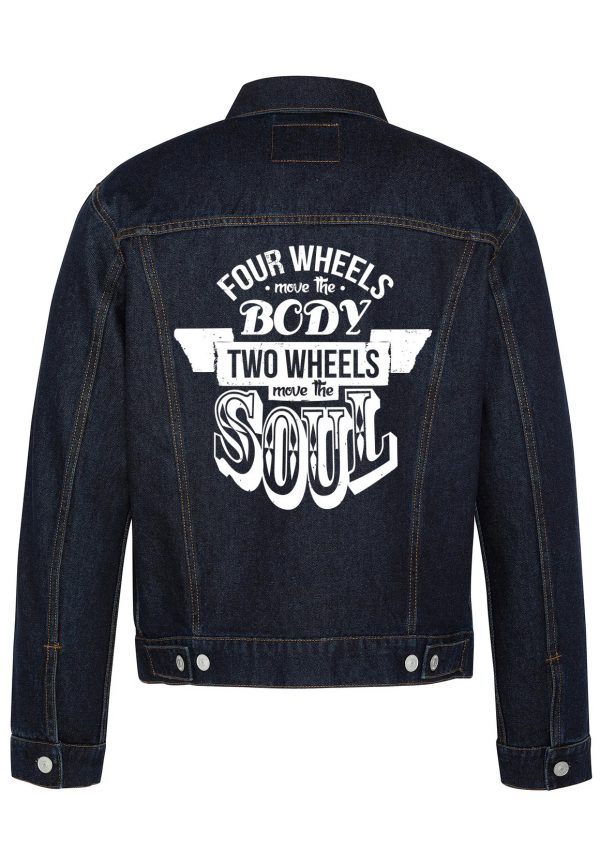 Two Wheels Move The Soul Biker Denim Jacket