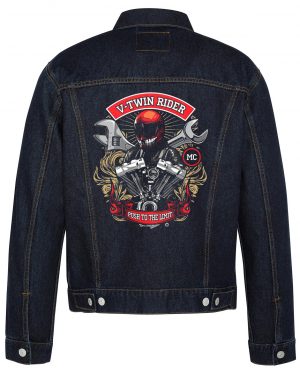 V-Twin Rider Biker Denim Jacket