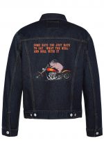 What The Hell And Roll With It Biker Denim Jacket