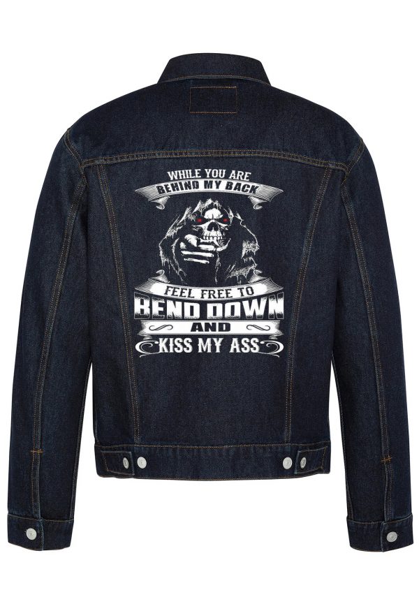 While You Are Behind My Back Biker Denim Jacket