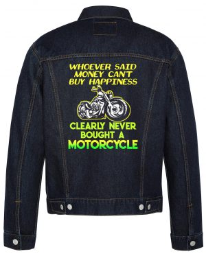 Whoever Said Money Can't Buy Happiness Biker Denim Jacket