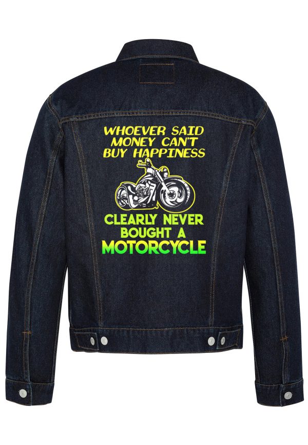 Whoever Said Money Can't Buy Happiness Biker Denim Jacket