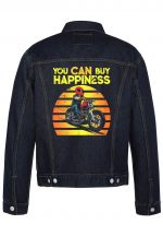 You Can Buy Happiness Biker Denim Jacket