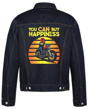 You Can Buy Happiness Biker Denim Jacket