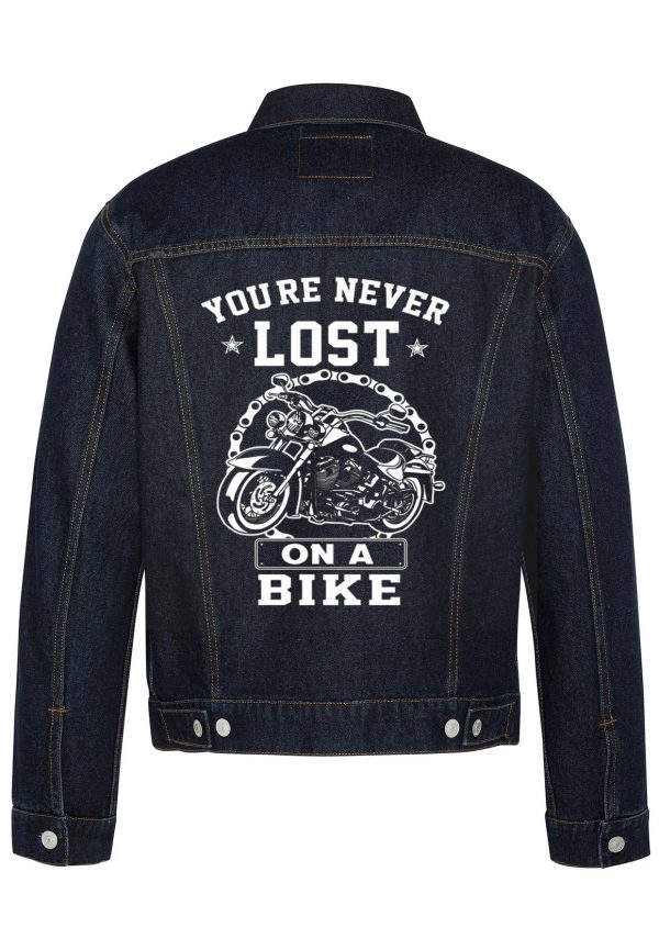 You're Never Lost On A Bike Biker Denim Jacket