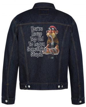 You're Never Too Old To Ledrn Biker Denim Jacket