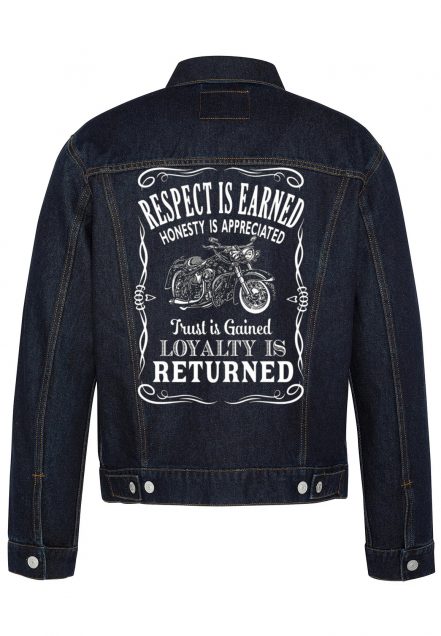 Respect Is Earned Denim Biker Jacket