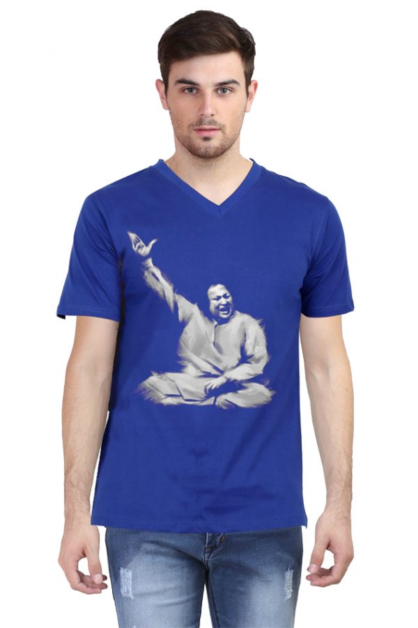 Nusrat Fateh Ali Khan V-Neck T-Shirt - Image 2