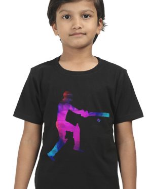 Batsman In Pink And Blue Kids T-Shirt