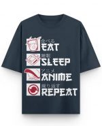 Eat Sleep Anime Repeat Oversized T-Shirt