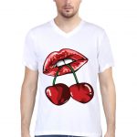 Cherries Labios V Neck T-Shirt