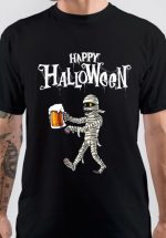 Happy Halloween Mummy Zombie Beer Drinking T-Shirt