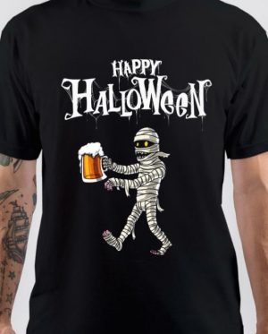 Happy Halloween Mummy Zombie Beer Drinking T-Shirt