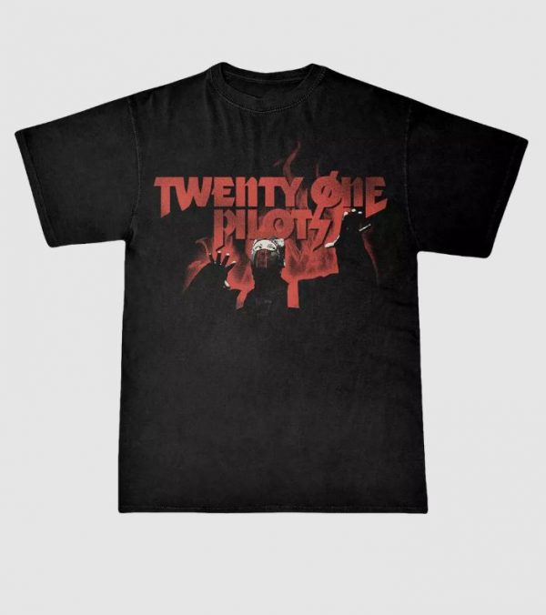 Twenty One Pilots Flames Acid Wash T-Shirt