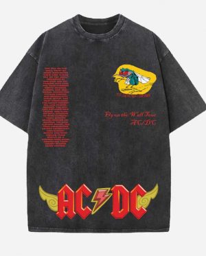 AC DC Acid Wash Oversized T-Shirt