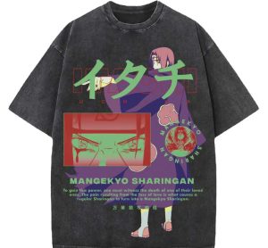 Mangekyo Sharingan Acid Wash Oversized T-Shirt