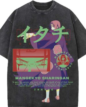 Mangekyo Sharingan Acid Wash Oversized T-Shirt