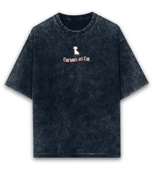 Curious As Cat Acid Wash Oversized T-Shirt